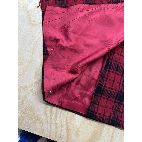 Breeches Plaid Wrap Skirt 100% Wool Fringe Trim Midi Vintage Made In USA Red 4 - Picture 3 of 10